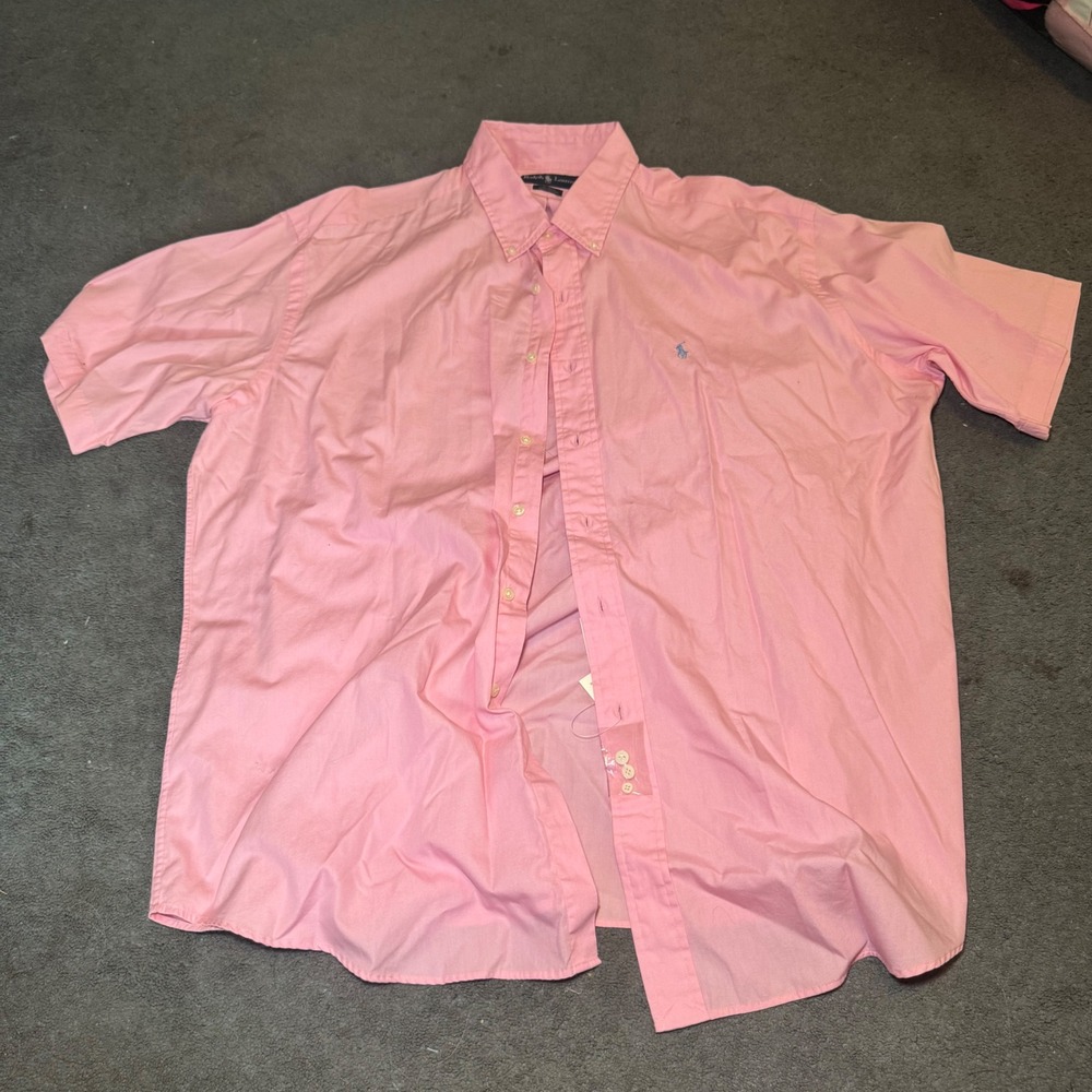 Polo Ralph Lauren Blake Shirt Mens XL Pink Short Sleeve Cotton Button Down NWT